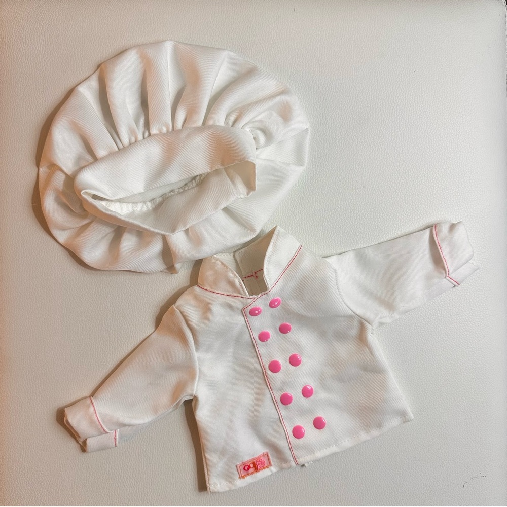 OG Doll Chef Outfit – White with Pink Accents